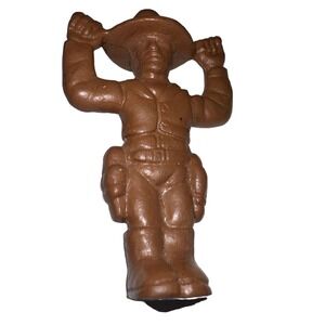 Vintage Cowboy‎ Figurine Western Decor Cowboy Holding Hat Brown Plastic